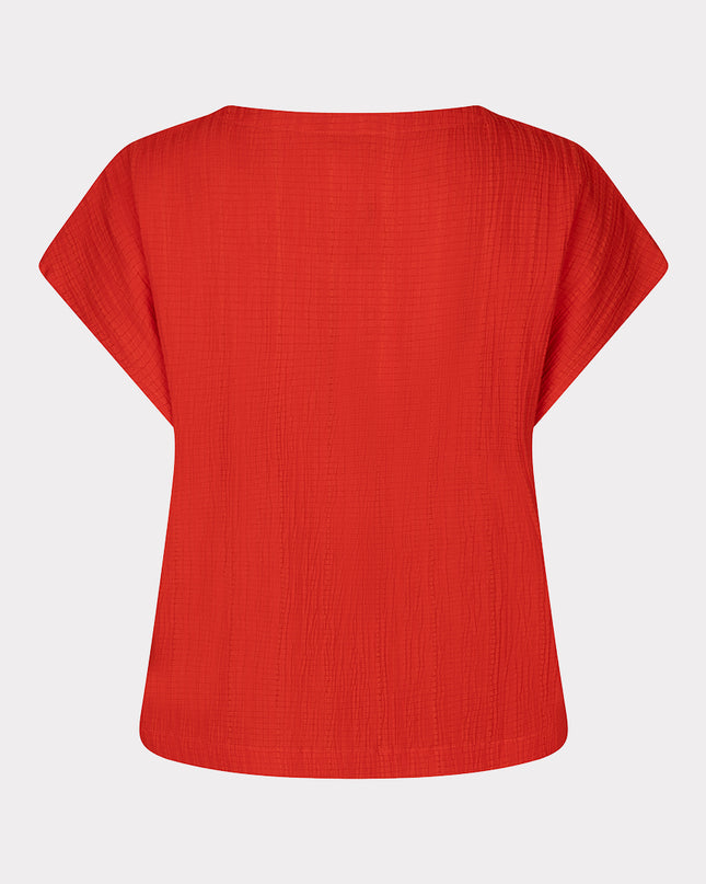 EsQualo Fancy Crinkle Top - Red