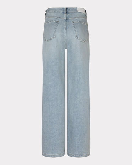 EsQualo Embroidered Straight Leg Jean - Light Denim
