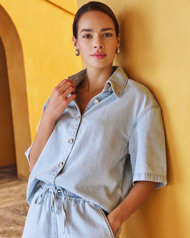 EsQualo Short Sleeve Denim Shirt