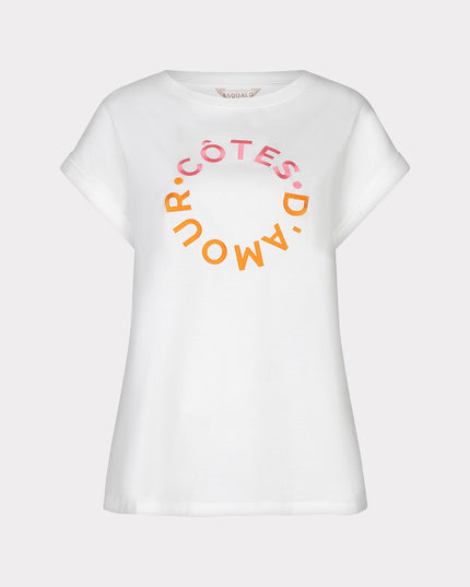 EsQualo “Cotes D’amour” Roll Sleeve T-Shirt - Off White/Pink