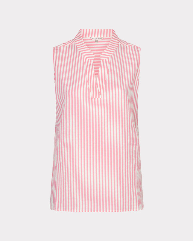 EsQualo Sleeveless Stripe Blouse - Pink