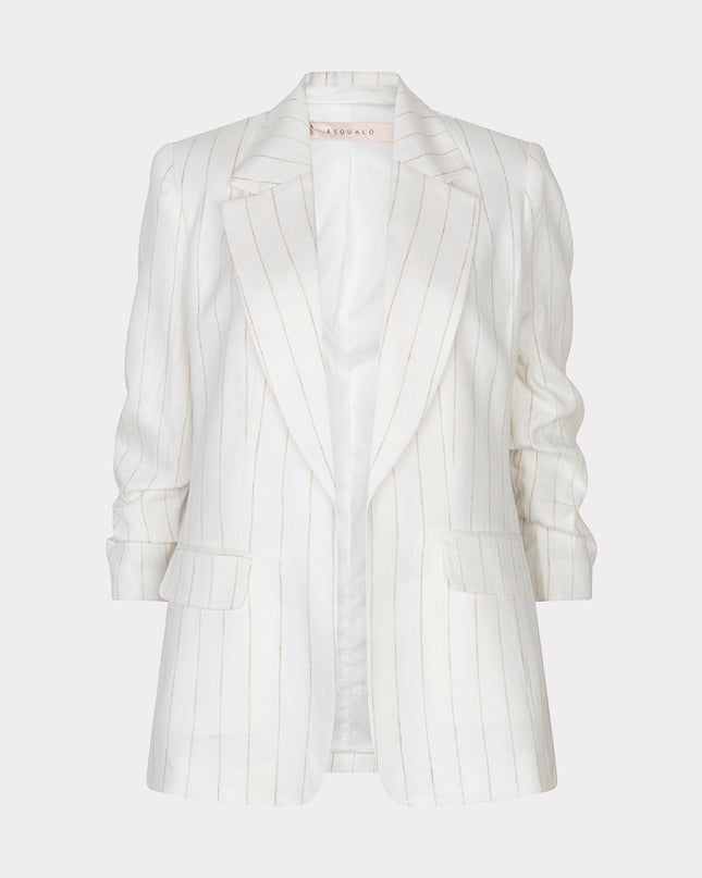 EsQualo Striped Linen Blazer - Off White/Sand