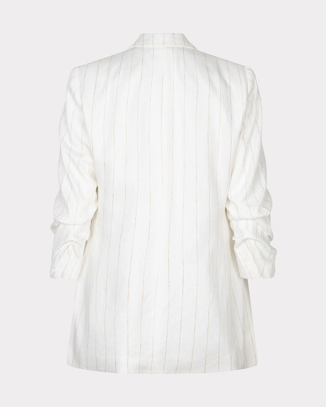 EsQualo Striped Linen Blazer - Off White/Sand