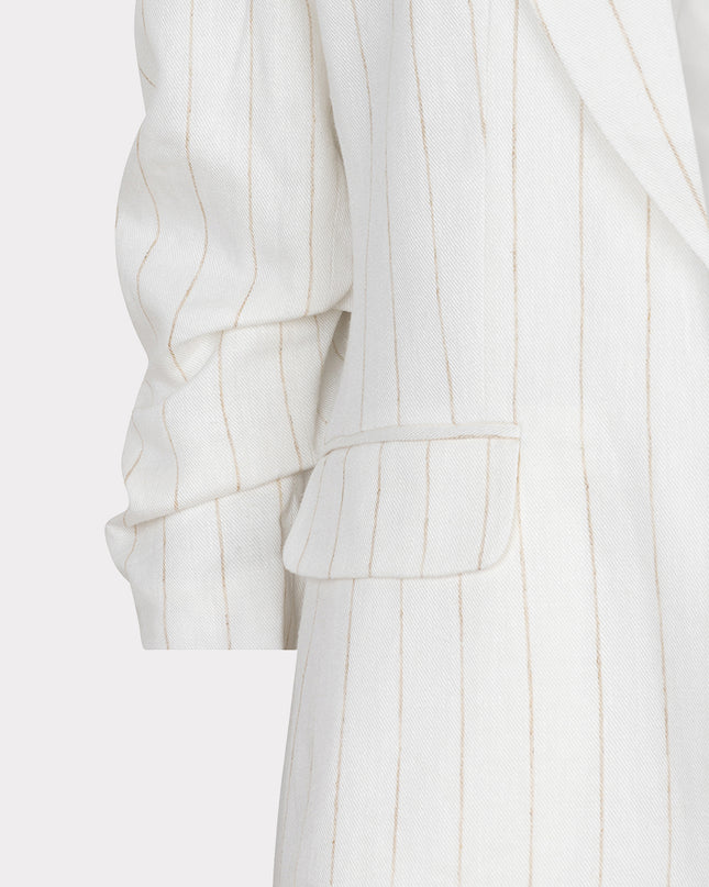 EsQualo Striped Linen Blazer - Off White/Sand