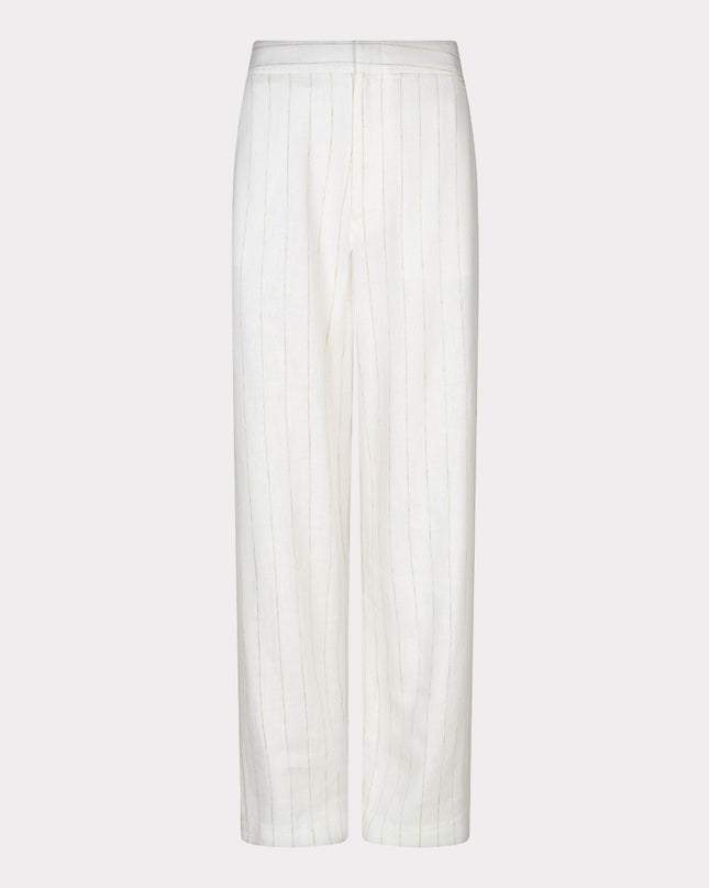 EsQualo Striped Linen Trouser - Off White/Sand