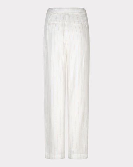 EsQualo Striped Linen Trouser - Off White/Sand