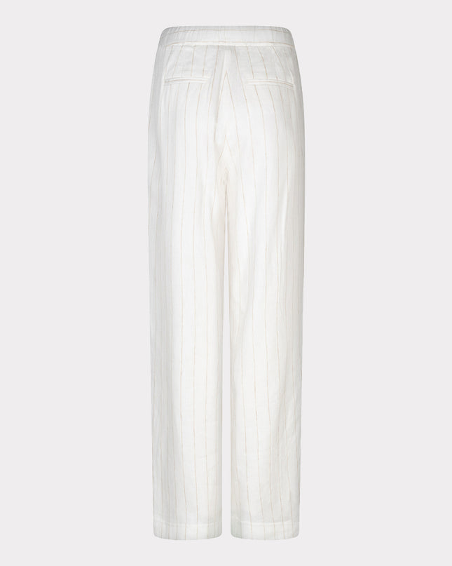 EsQualo Striped Linen Trouser - Off White/Sand