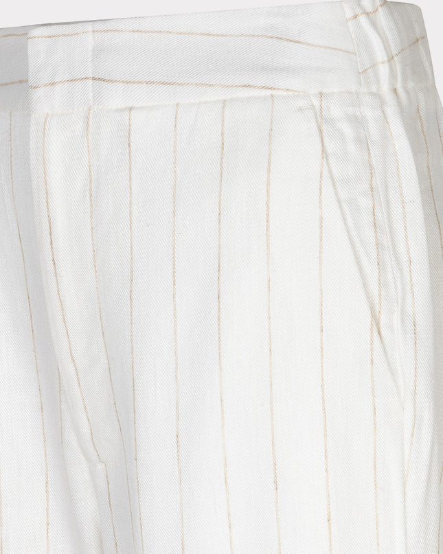 EsQualo Striped Linen Trouser - Off White/Sand