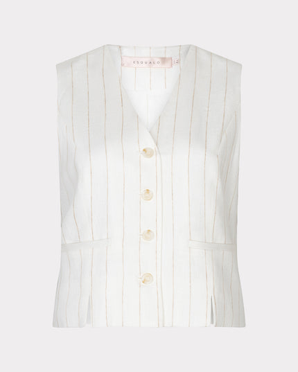 EsQualo Linen Waistcoat - Off White/Sand