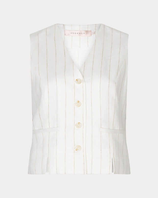 EsQualo Linen Waistcoat - Off White/Sand