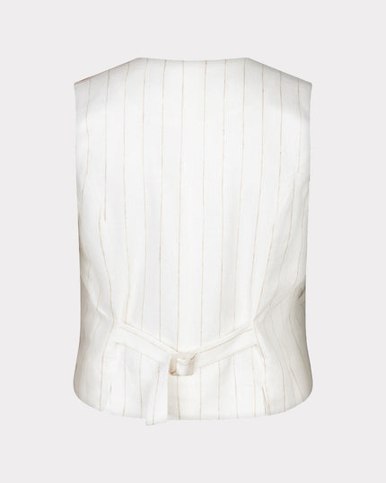 EsQualo Linen Waistcoat - Off White/Sand