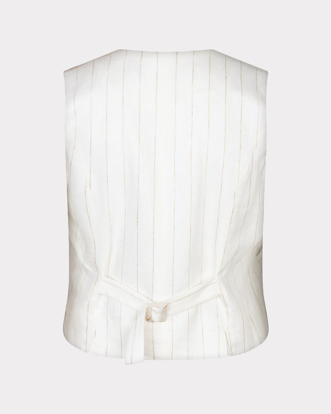 EsQualo Linen Waistcoat - Off White/Sand