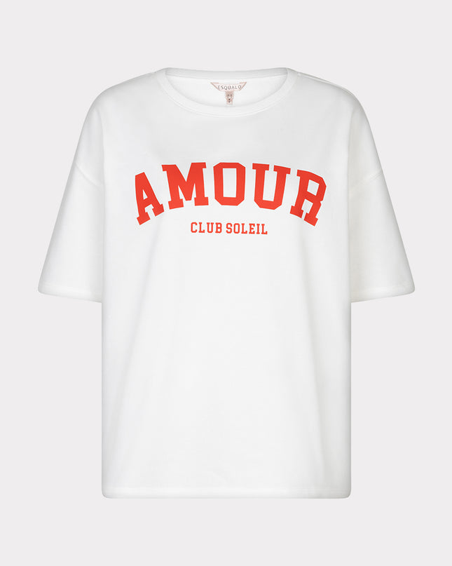 EsQualo “Amour” Terry T-Shirt - Off White/Red