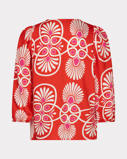 EsQualo “Heartfelt” Round Neck Blouse - Red