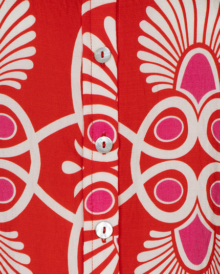 EsQualo “Heartfelt” Round Neck Blouse - Red