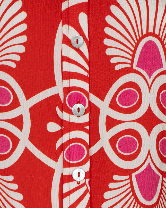 EsQualo “Heartfelt” Round Neck Blouse - Red