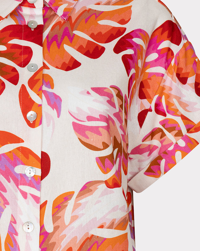 EsQualo “Wonders” Short Sleeve Shirt - Leaf Print