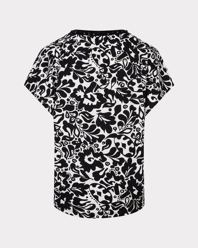 EsQualo “Golden” V-Neck Top - Black/White