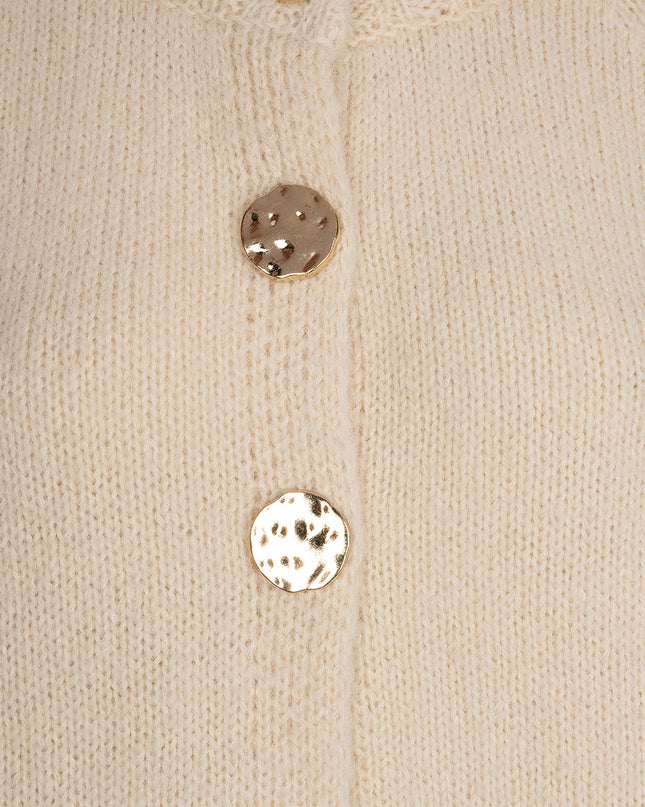 Buttoned Poncho Sweater - Biscuit