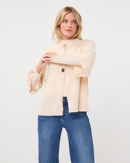 Buttoned Poncho Sweater - Biscuit