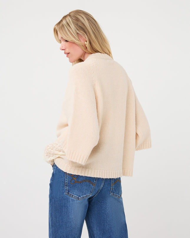 Buttoned Poncho Sweater - Biscuit