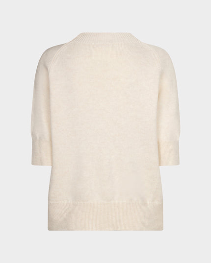 Short Sleeve Cashmere Blend Raglan Sweater - Biscuit