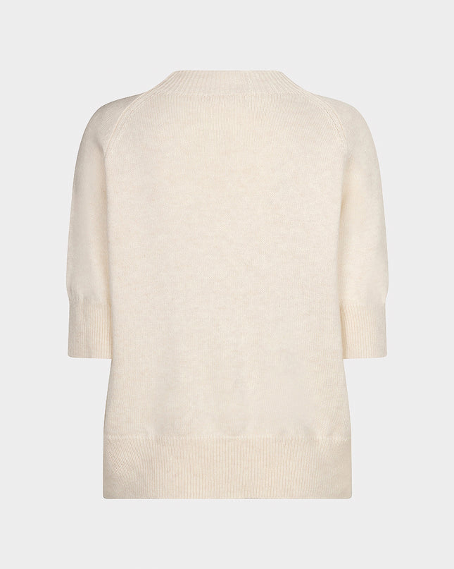 Short Sleeve Cashmere Blend Raglan Sweater - Biscuit