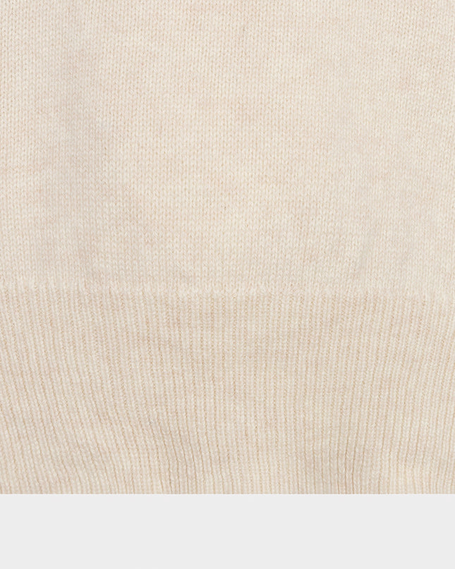 Short Sleeve Cashmere Blend Raglan Sweater - Biscuit