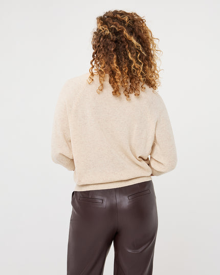 Short Sleeve Cashmere Blend Raglan Sweater - Biscuit