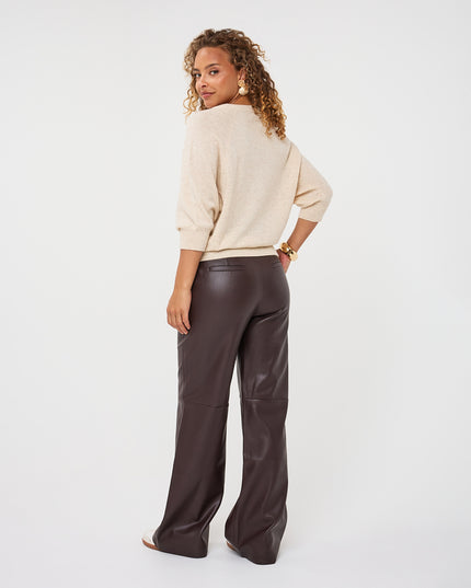 Short Sleeve Cashmere Blend Raglan Sweater - Biscuit