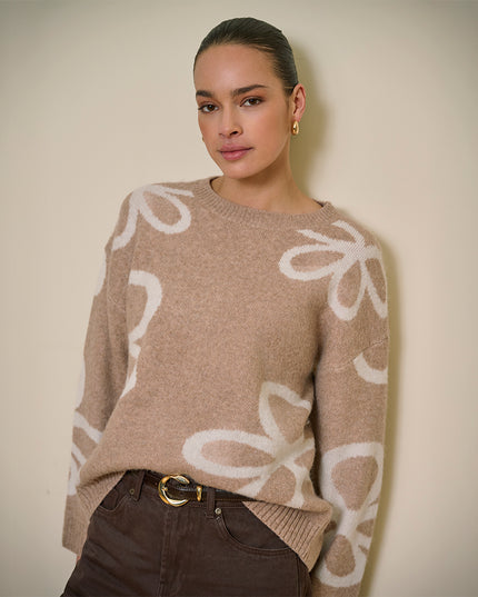 Intarsia Sweater - Sand Melange