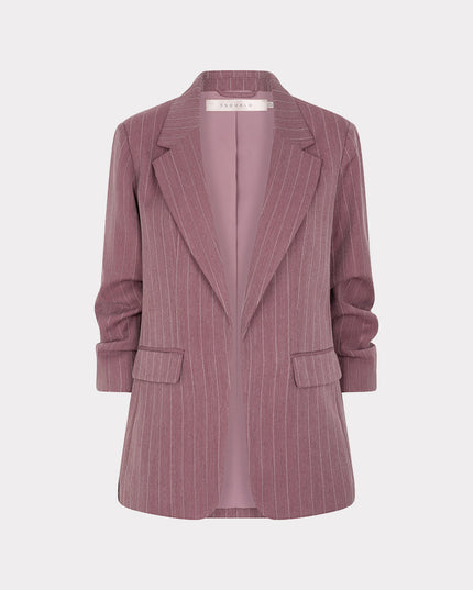 3/4 Sleeve Herringbone Blazer - Merlot