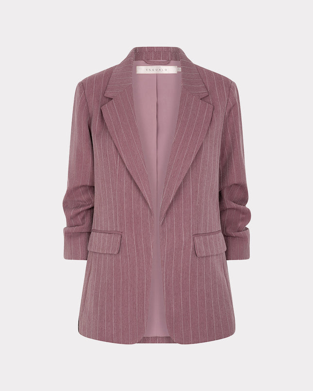 3/4 Sleeve Herringbone Blazer - Merlot