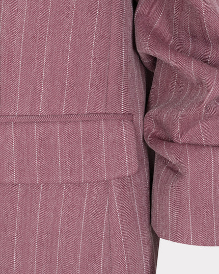 3/4 Sleeve Herringbone Blazer - Merlot