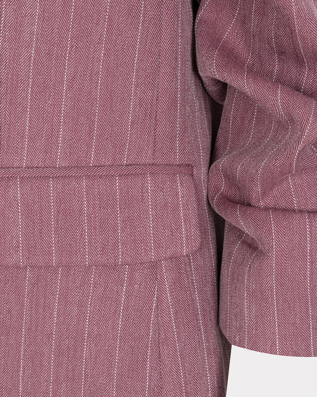 3/4 Sleeve Herringbone Blazer - Merlot