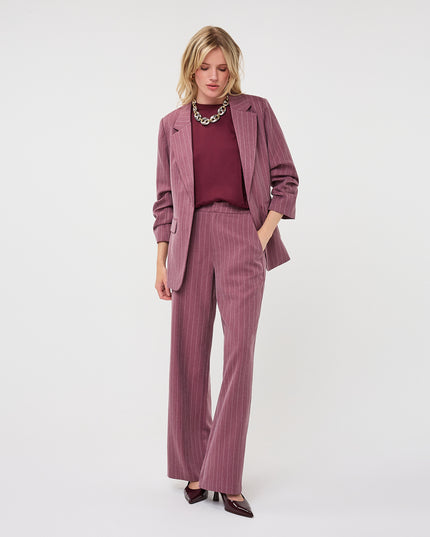 3/4 Sleeve Herringbone Blazer - Merlot