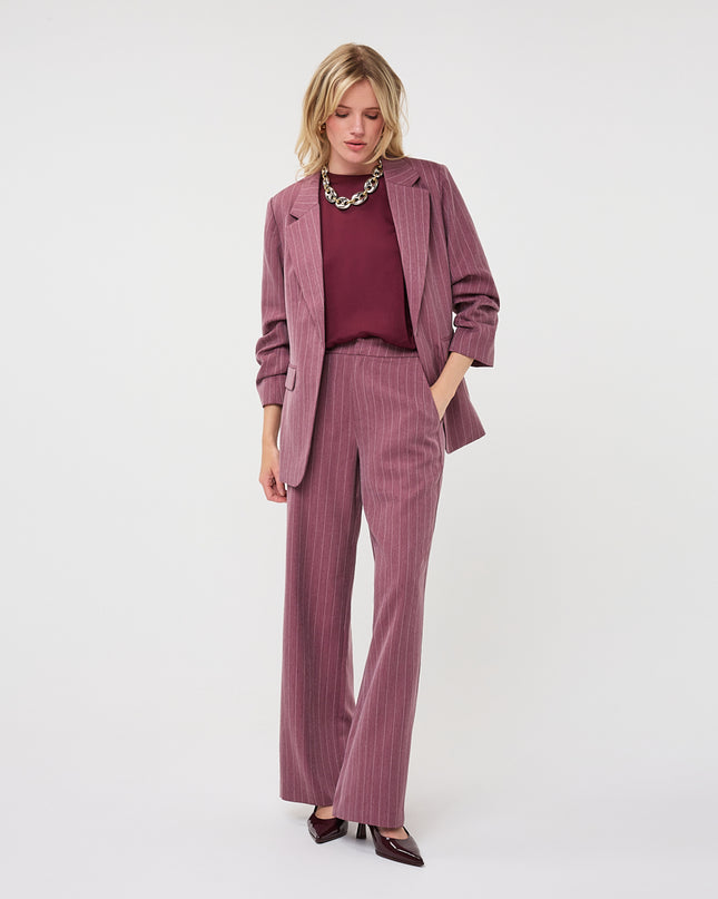 3/4 Sleeve Herringbone Blazer - Merlot