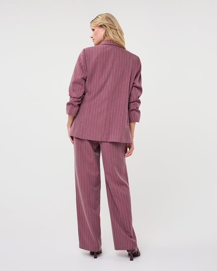 3/4 Sleeve Herringbone Blazer - Merlot