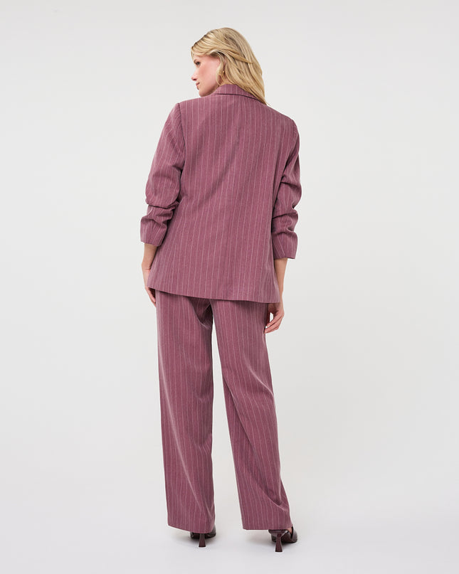 3/4 Sleeve Herringbone Blazer - Merlot