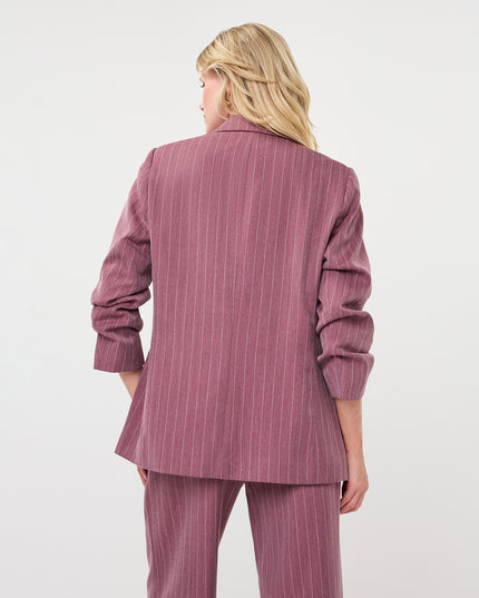3/4 Sleeve Herringbone Blazer - Merlot