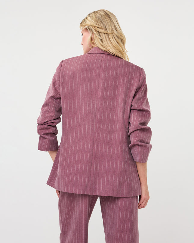 3/4 Sleeve Herringbone Blazer - Merlot