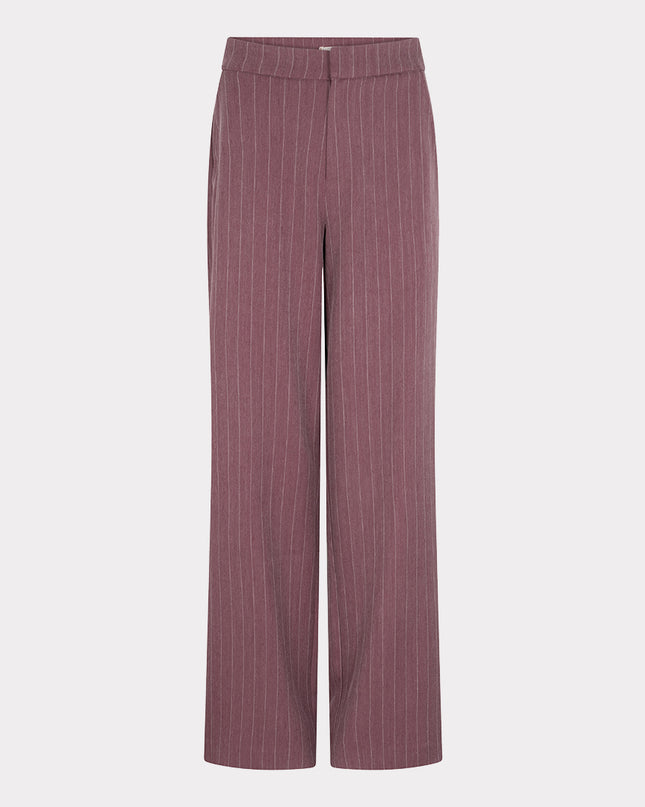 Wide Leg Herringbone Trouser - Merlot