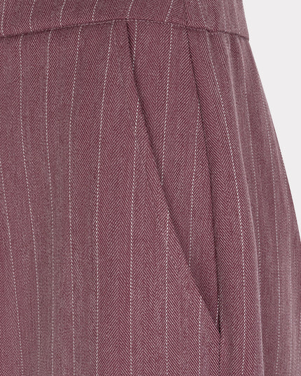 Wide Leg Herringbone Trouser - Merlot