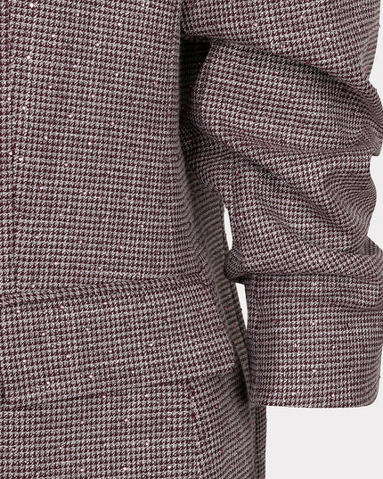 3/4 Sleeve Glitzy Gemstone Blazer - Merlot