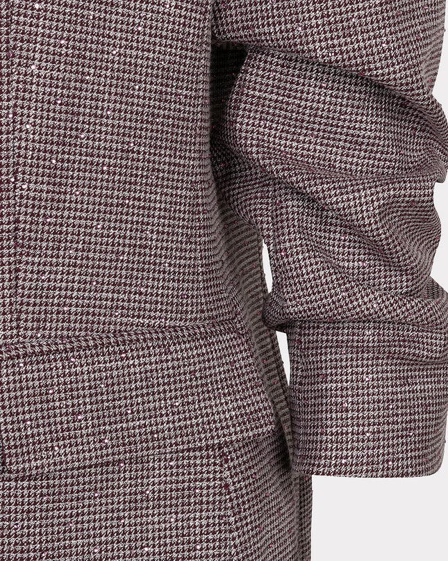 3/4 Sleeve Glitzy Gemstone Blazer - Merlot