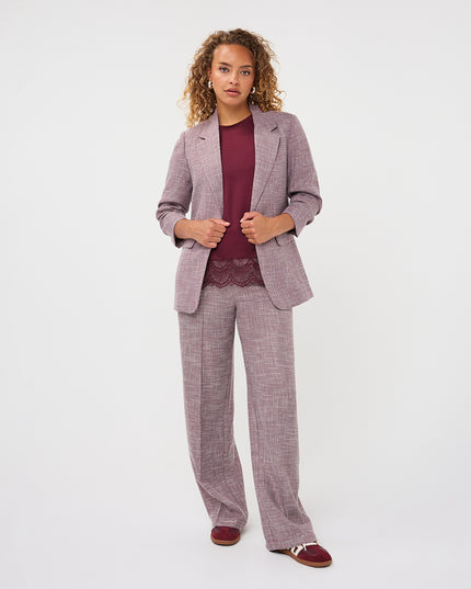 3/4 Sleeve Glitzy Gemstone Blazer - Merlot
