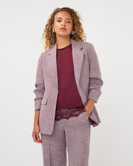 3/4 Sleeve Glitzy Gemstone Blazer - Merlot