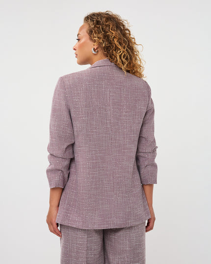 3/4 Sleeve Glitzy Gemstone Blazer - Merlot