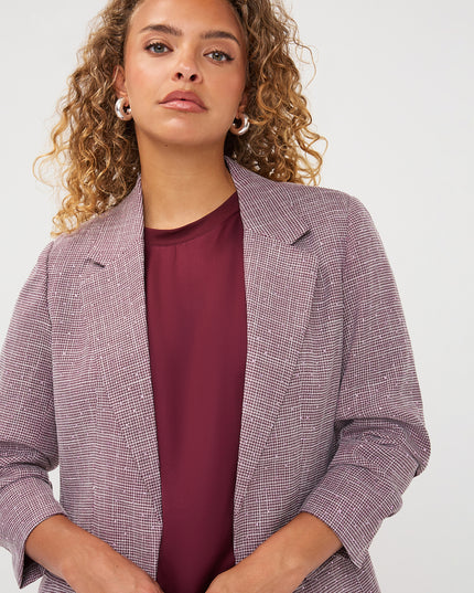 3/4 Sleeve Glitzy Gemstone Blazer - Merlot