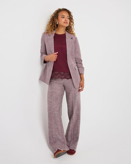 3/4 Sleeve Glitzy Gemstone Blazer - Merlot